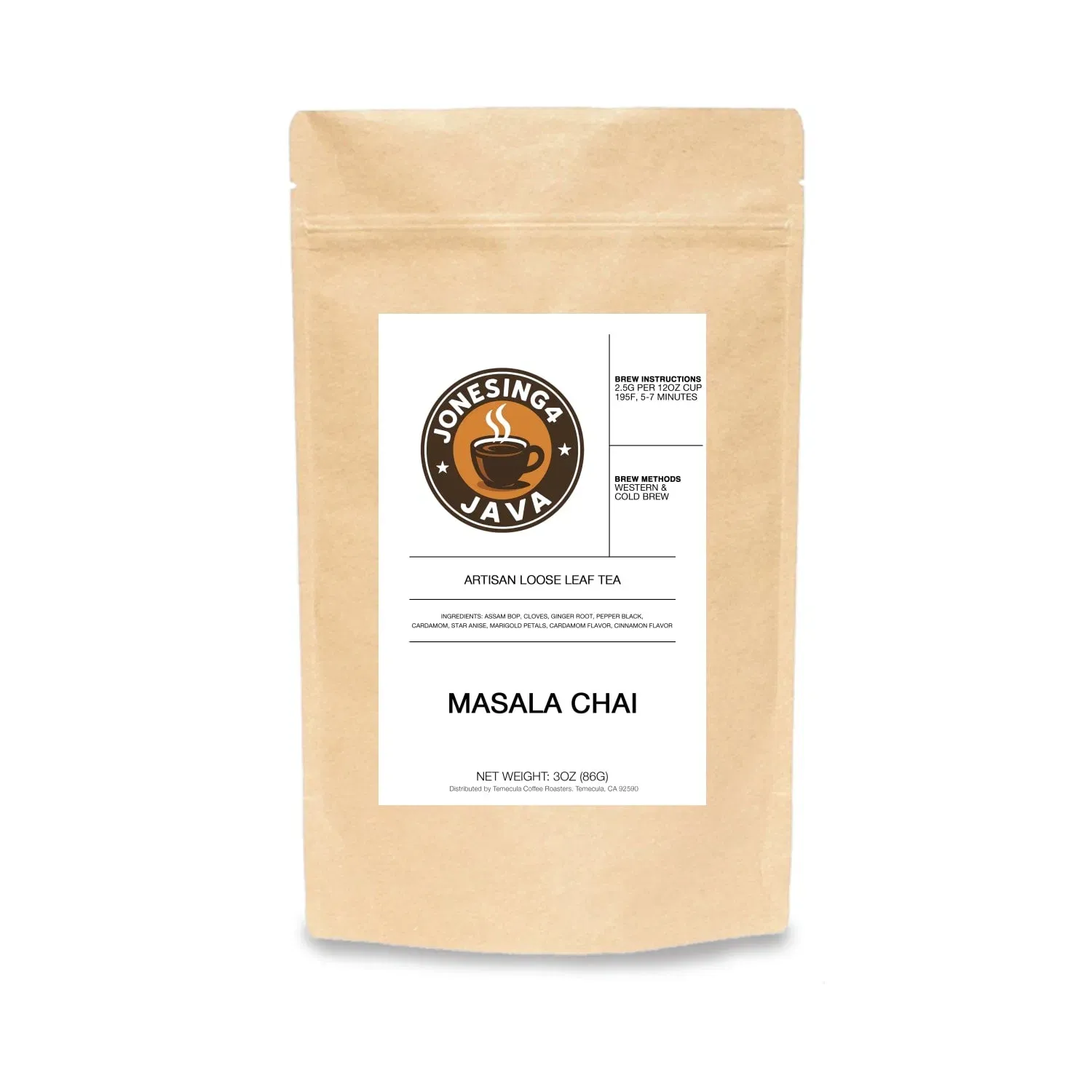 Jonesing4 Java artisan loose leaf Masala Chai tea